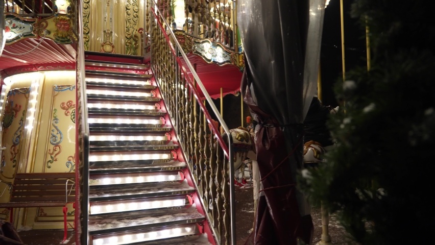 Carousel glow bright evening spinning holiday