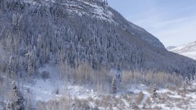 4k Aerial Drone Footage - Beautiful Vail Colorado on a snowy Winter day.  Colorado Rocky Mountains