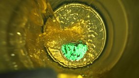 Inside empty from metal jar camera in energetic drink or tea soda can when sugar water is pours out super macro slow motion 1000fps.Inside empty tea or energetic drink can soda can in extreme closeup - Powered by Shutterstock - Get 15% off with code: PIKWIZARD15