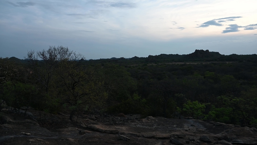 panorama at sunset at Matobo National Park in Zimbabwe, Africa