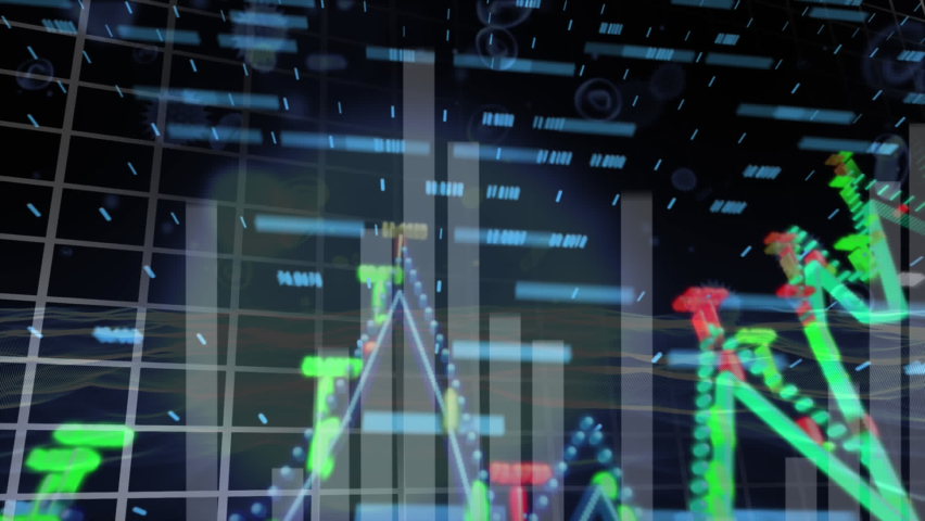 Animation of financial data processing over virus cells. Global business, finances and digital interface concept digitally generated video. - Powered by Shutterstock - Get 15% off with code: PIKWIZARD15