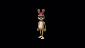 Cartoon Mrs.Rabbitt Dance 9, Animation.1920X1080.10 Second Long.Transparent Alpha video.