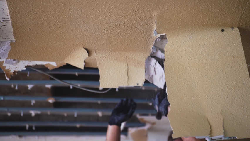 Demolition work site. Interior work.