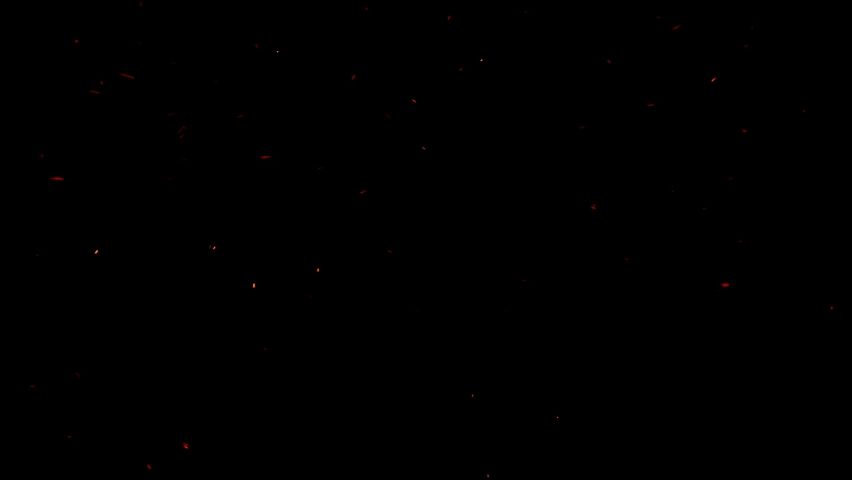 Subtle hot ember particles floating on black ideal for overlays. Real footage of bonfire burning ash. Royalty-Free Stock Footage #1097685849