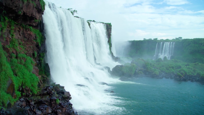 Iguazu Falls on the border of Brazil and Argentina in South America Royalty-Free Stock Footage #1097687329