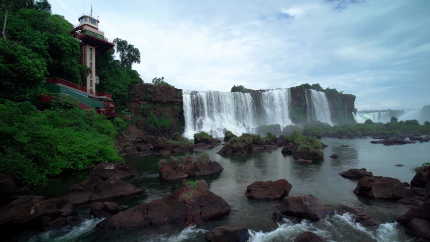 Iguazu Falls on the border of Brazil and Argentina in South America