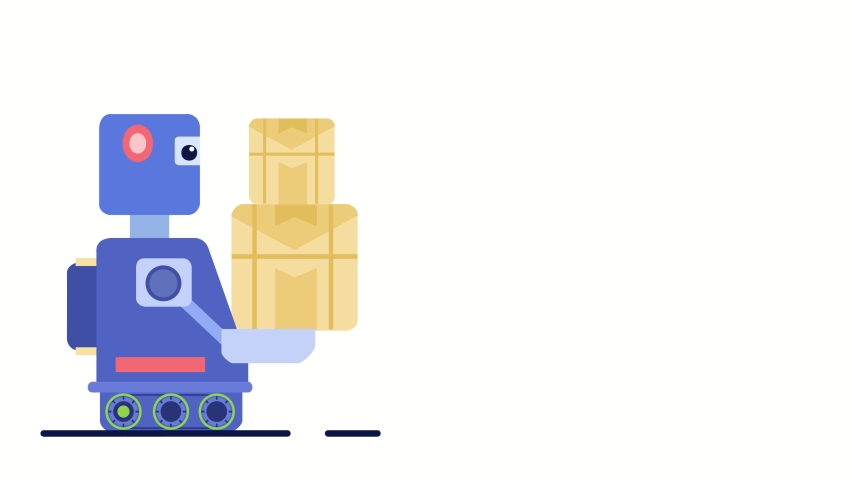 A moving robot with boxes of packages