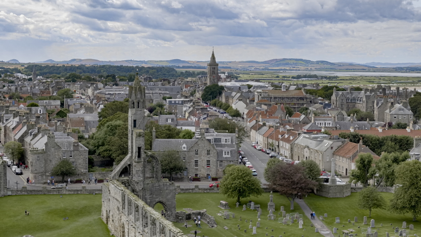 Cityscape of Saint Andrews, Scotland, Isly of Skye with castle walls ruins Royalty-Free Stock Footage #1097700041