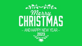 Christmas Title on Green Screen Background. Merry Christmas and Happy New Year 2023 Text with a Pattern of Leaf, Bell Icon. - Powered by Shutterstock - Get 15% off with code: PIKWIZARD15
