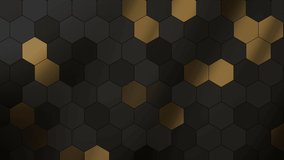Abstract luxury Hexagon Shape geometric black grey with fill Gold background.metallic geometric. motion Seamless loop. display background. 4K resolution. random gold animation. - Powered by Shutterstock - Get 15% off with code: PIKWIZARD15