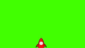 green screen animation video of a rocket taking off, with thick smoke.