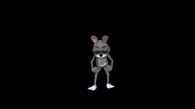 Cartoon Gray Rabbitt Dance 7, Animation.1920X1080.14 Second Long.Transparent Alpha video.