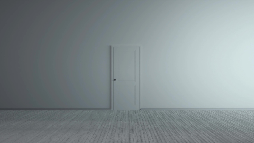 White door opening to green screen, chroma key Royalty-Free Stock Footage #1097725979