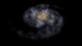 Spiral Galaxy with Two Spiral Arms View From Space, Isolated Spiral Galaxy on Black Background, alien solar system wallpaper, dark background, cosmos art, Computer generated 3D video