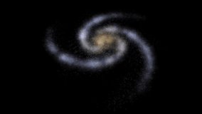 Spiral Galaxy with Three Spiral Arms View From Space, Spiral Galaxy Isolated on Black Background, alien solar system wallpaper, dark background, universe, cosmic landscape, Computer generated 3D video