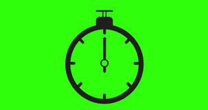 Stopwatch time running animation green screen video clip