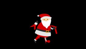 Christmas Santa clause run Flat Animated Icon Isolated on Transparent Background. HD Video Motion Graphic Animation