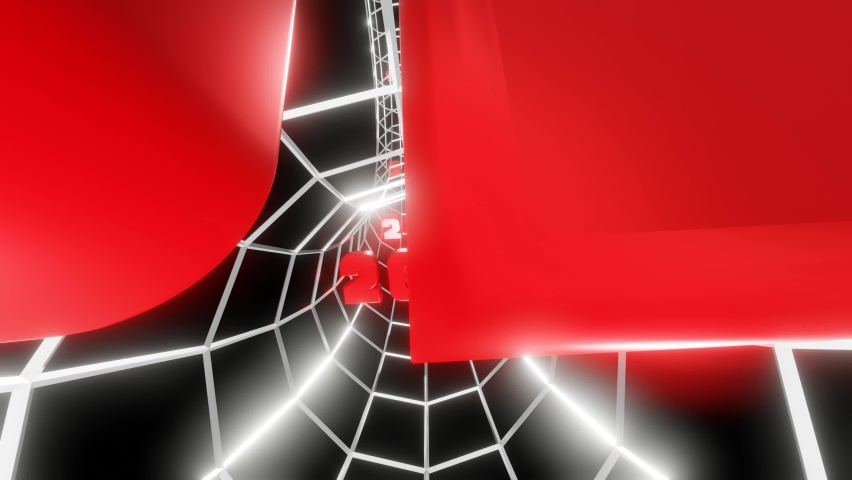 2012 - 2023 3D text animation on a futuristic network background. New year celebration concept
