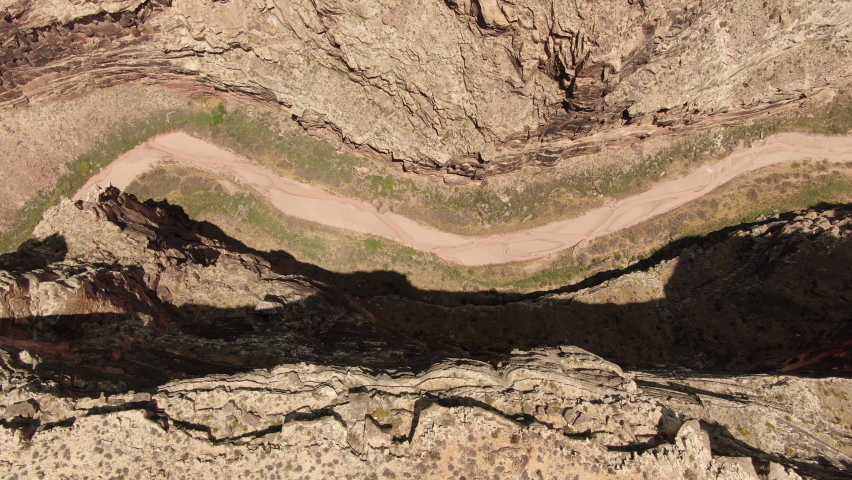 Grand Canyon East Rim Little Colorado River Gorge Dried Riverbed Aerial Shot Bird