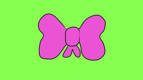 Bow, ribbon, gift, surprise, holiday, joy, happiness, fun, pink. Logo on green chroma key background video 4k looped new