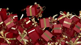 Falling large Christmas gift box present transition red and gold with alpha channel  - Powered by Shutterstock - Get 15% off with code: PIKWIZARD15
