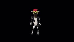 Cartoon Cow Dance 8, Animation.Full HD 1920×1080. 15 Second Long.Transparent Alpha Video