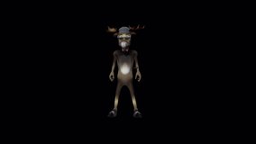 Cartoon Stag Dance 2, Animation.Full HD 1920×1080. 12 Second Long.Transparent Alpha Video