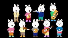  video material of New Year's greetings in 2023. Rabbits are singing and playing musical instruments to celebrate the New Year.