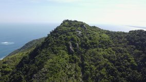 Aerial video of Pedra do Telegrafo hill in greater Rio de Janeiro, Brazil