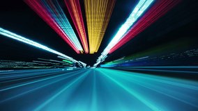 Bright Motion Timelapse of the Night Rush Drive in a Big City. Speedy Car Driving the Highway With a Lot of Lights and Traffic, Overtaking Other Vehicles and Passing by City Buildings Along the Road - Powered by Shutterstock - Get 15% off with code: PIKWIZARD15