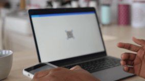 Reading a QR code from a laptop screen using a smartphone. Fast payment for goods and services, convenient online shopping. - Powered by Shutterstock - Get 15% off with code: PIKWIZARD15