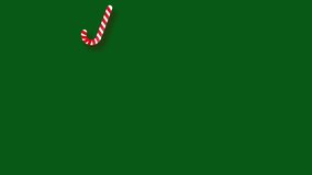 Vertical Christmas frame animation consisting of Christmas candy, stars, and snowflakes on a green background. Christmas frame animation with key color. Key color, Chroma key.