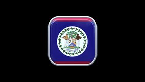 3d Belize Flag Square Icon Animation Transparent Background Free Video