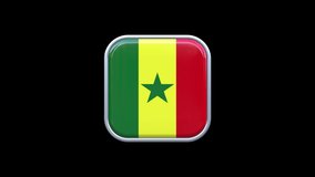 3d Senegal Flag Square Icon Animation Transparent Background Free Video