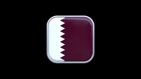 3d Qatar Flag Square Icon Animation Transparent Background Free Video