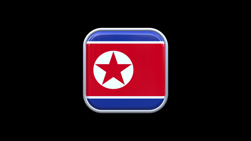 3d North Korea Flag Square Icon Animation Transparent Background Free Video
