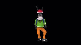 Cartoon Funny Donkey Dance 1, Full HD 1920×1080.10 Second Long.Transparent Alpha video