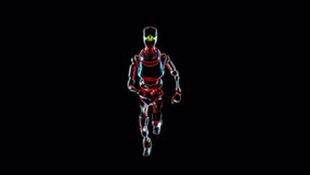 Neon Robot Running, Animation.Full HD 1920×1080. 08 Second Long.Transparent Alpha Video. LOOP.