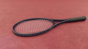 Sport and healthy lifestyle. Tennis. tennis racket on clay court Sports background with tennis concept, video, 3d rendering animation