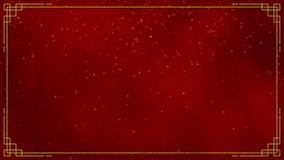 Motion graphic of abstract background with chinese new year and year of the Rabbit 2023 on dark red background and glitter particle in a happy new year concept abstract background seamless loop video