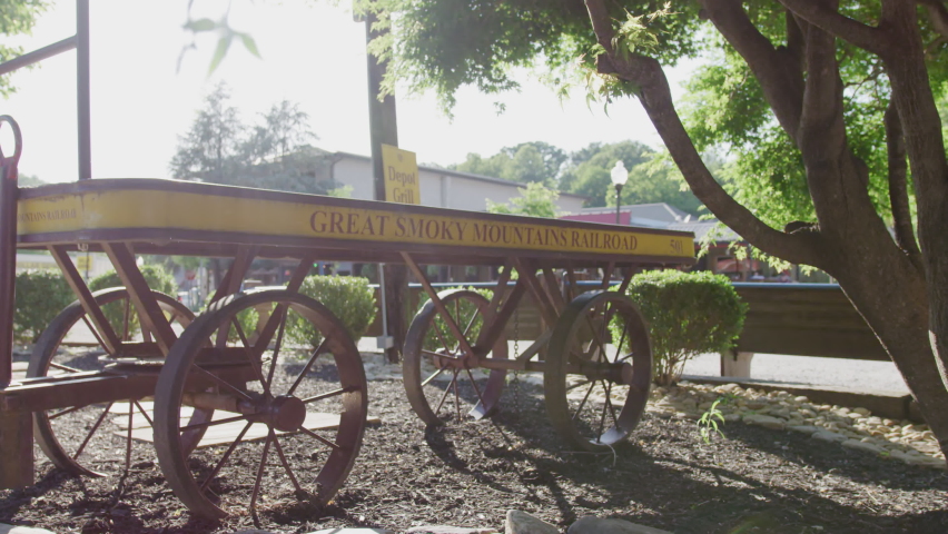 Antique Great Smoky Mountain Railroad cart in Bryson City, North Carolina
