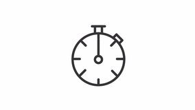 Animated chronometer linear icon. Accurate time counting. Sport tool. Competition. Seamless loop HD video with alpha channel on transparent background. Outline motion graphic animation