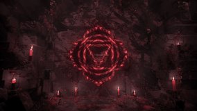 Root chakra Muladhara Stone glowing kundalini energy 3d trippy vj loop background texture Red Healing 4k Psychedelic backdrop 