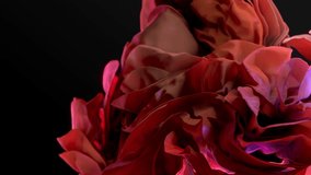 Layers of red fabric smoothly moving on a black background, resembling the shape of a flower, abstract futuristic animation of photorealistic textile, 3D rendering of flowing delicate silk, 4K - Powered by Shutterstock - Get 15% off with code: PIKWIZARD15