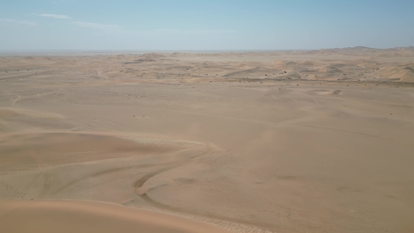 Namibia Desert. Aerial View Sand Dunes near Walvis Bay and Swakopmund. Skeleton Coast. Namibia. Africa.