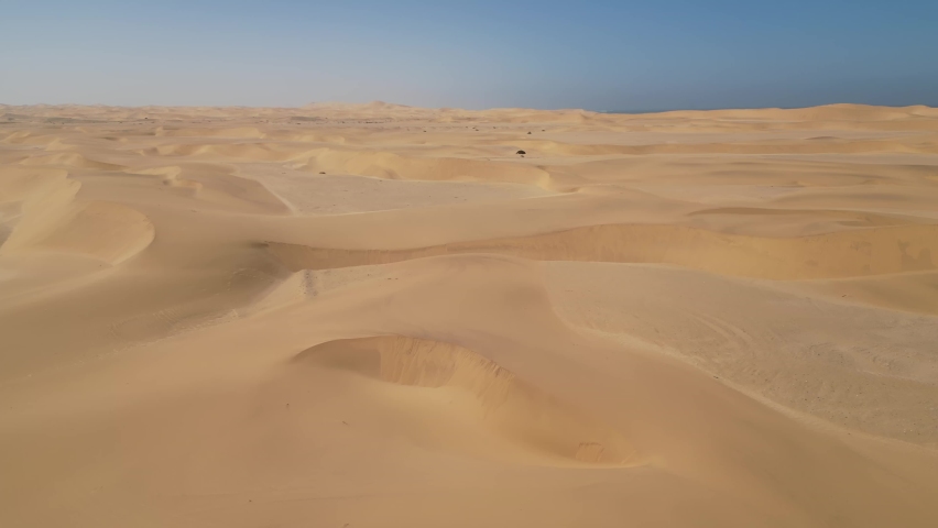 Namibia Desert. Aerial View Sand Dunes near Walvis Bay and Swakopmund. Skeleton Coast. Namibia. Africa.