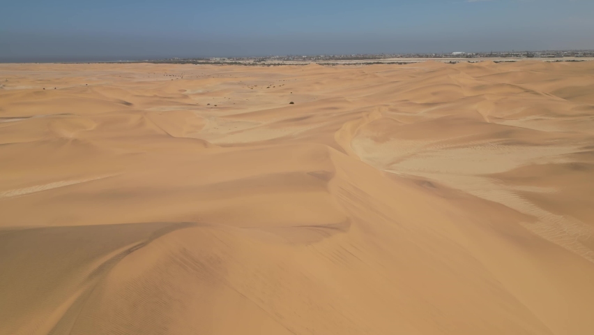 Namibia Desert. Aerial View Sand Dunes near Walvis Bay and Swakopmund. Skeleton Coast. Namibia. Africa.