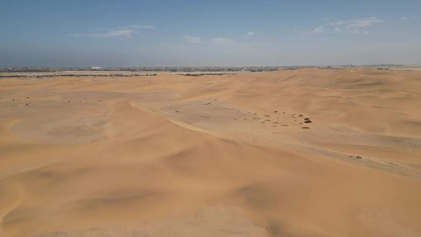 Namibia Desert. Aerial View Sand Dunes near Walvis Bay and Swakopmund. Skeleton Coast. Namibia. Africa.