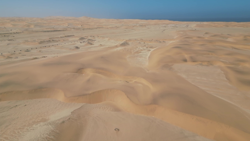 Namibia Desert. Aerial View Sand Dunes near Walvis Bay and Swakopmund. Skeleton Coast. Namibia. Africa.