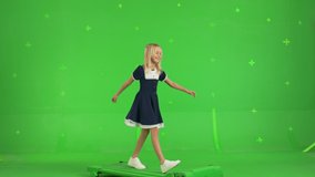 Young beautiful girl in dress walks on Green Screen, Chroma Key. - Powered by Shutterstock - Get 15% off with code: PIKWIZARD15